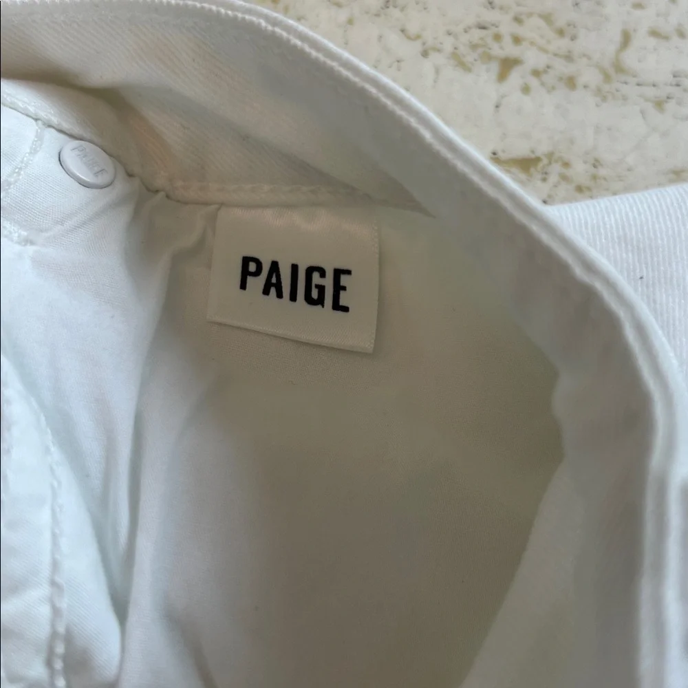 PAIGE Cindy Crop “crisp white” with distressed hem jeans womens 28 - Picture 10 of 13